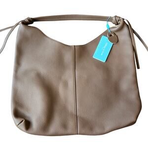 NWT Tiffany and Fred Pebbled Leather Large Shoulder Bag Tote Bag Neutral Taupe